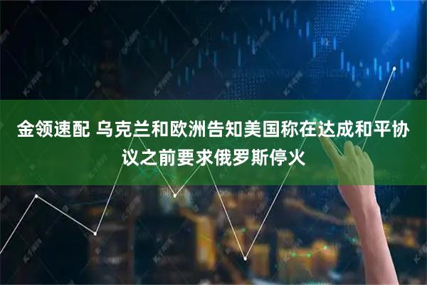 金领速配 乌克兰和欧洲告知美国称在达成和平协议之前要求俄罗斯停火