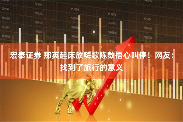 宏泰证券 那英起床放嗨歌陈数捂心叫停！网友：找到了旅行的意义
